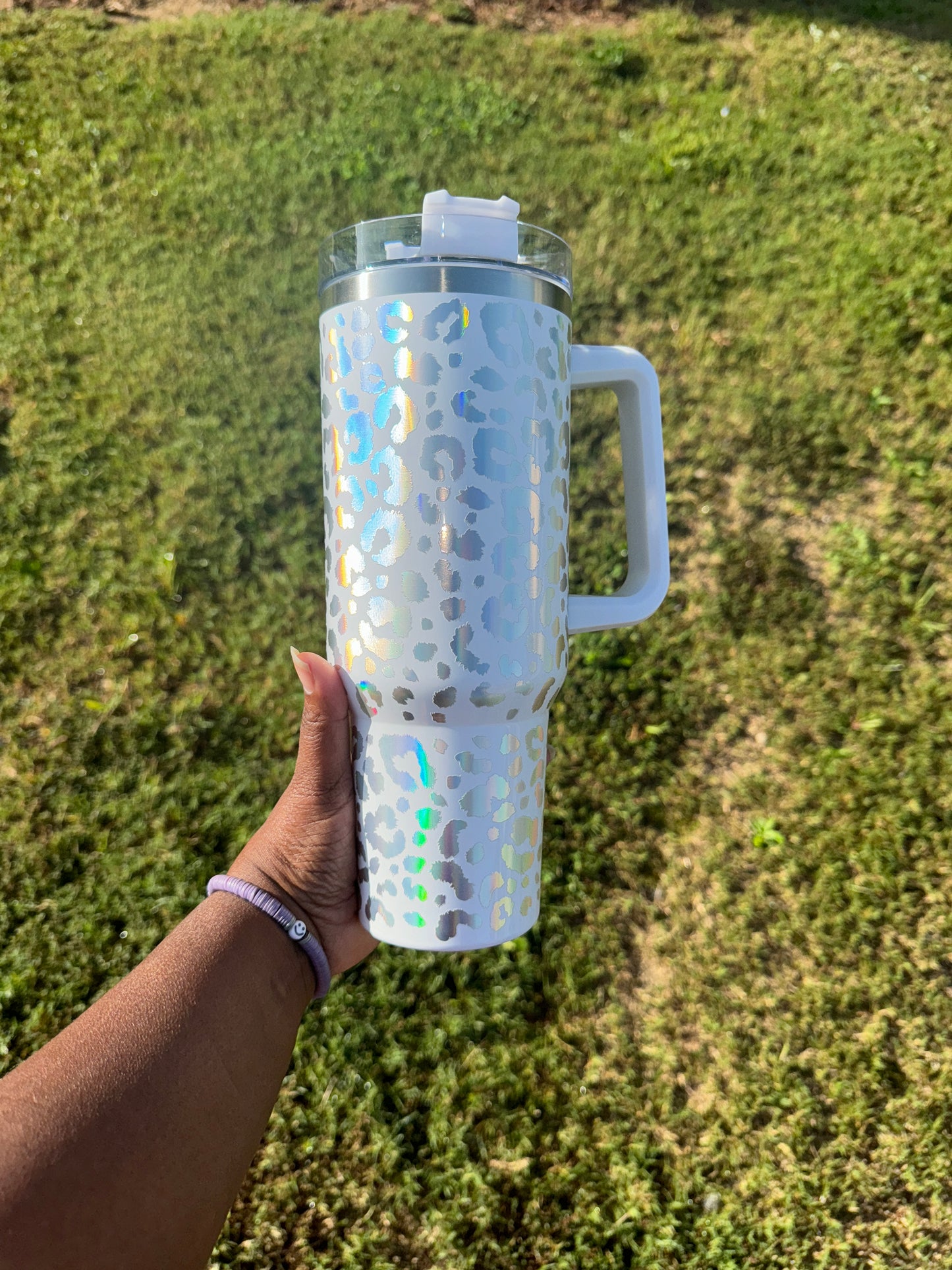 40oz Leopard Print Tumbler| Holographic Leopard Tumbler| 40oz Dupes