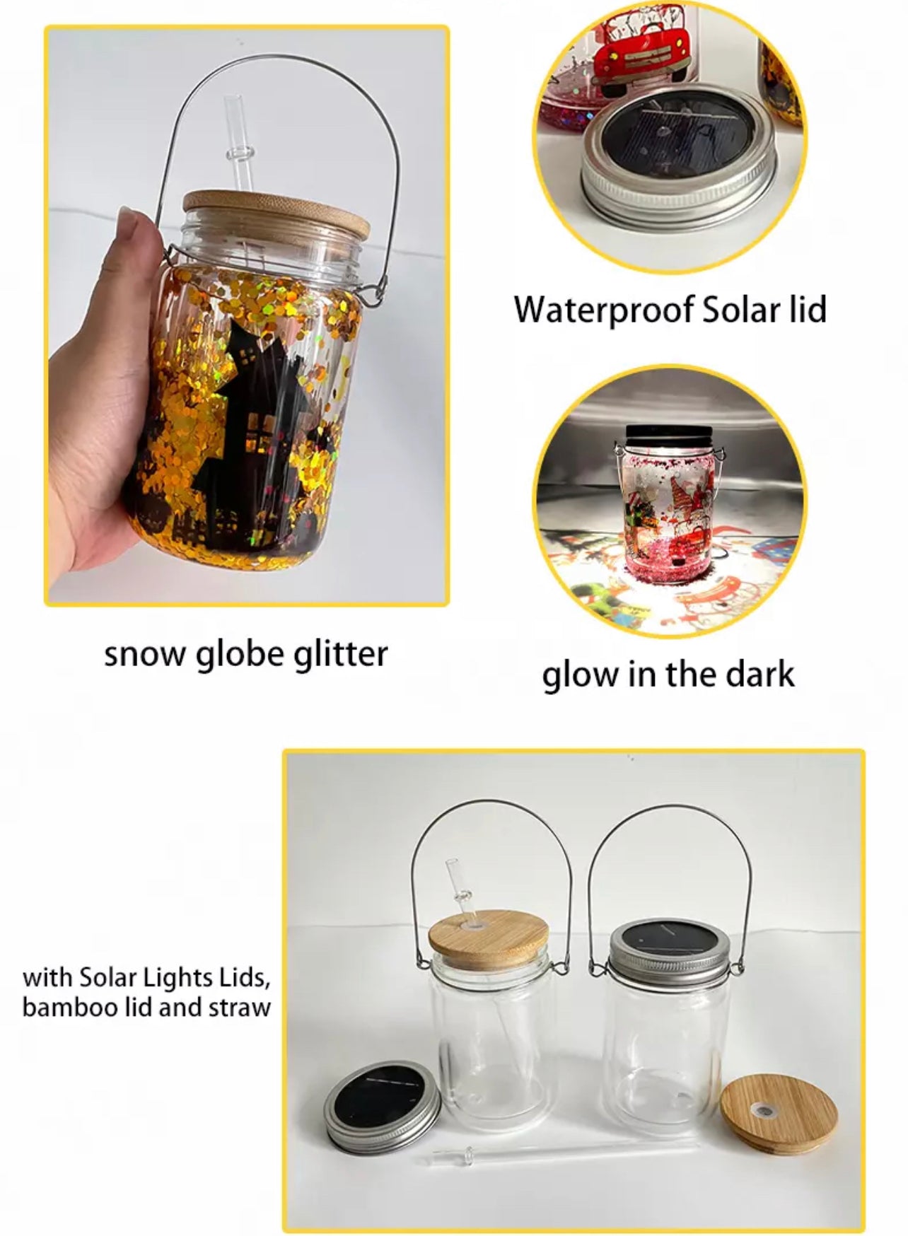 Taza de linterna de elfo brillante con sublimación en blanco de 11 oz | Lata de cerveza Snowglobe | Vidrio de doble pared de 11 oz | Vaso para lata de refresco con 2 tapas, gancho y pajita