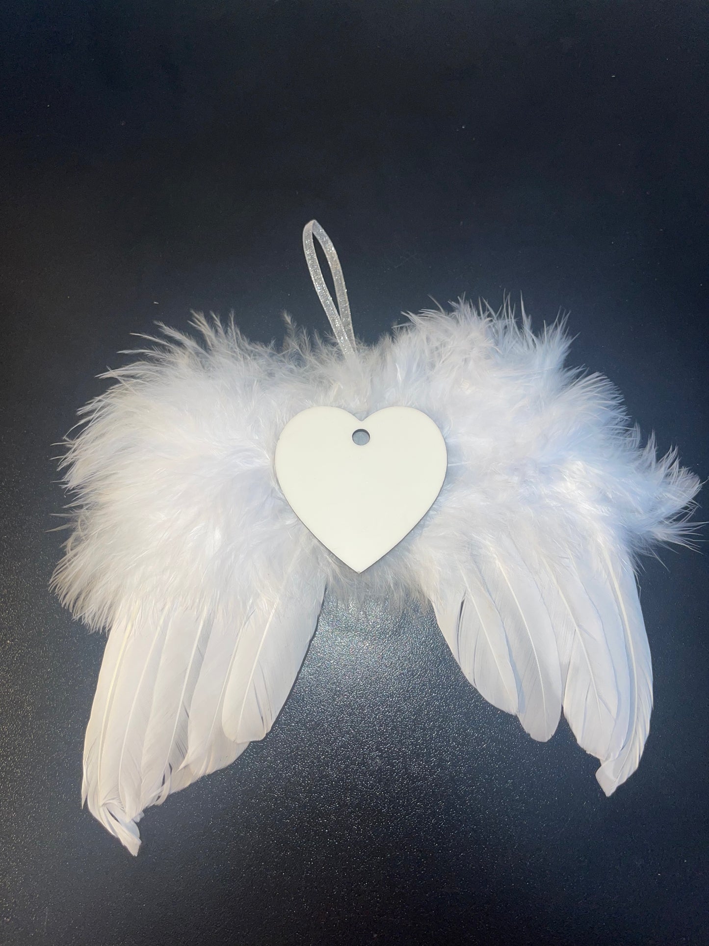 Sublimación de adorno conmemorativo de ala de ángel en blanco | Adorno navideño| Encanto de memoria | Colgante de memoria con foto de ángel