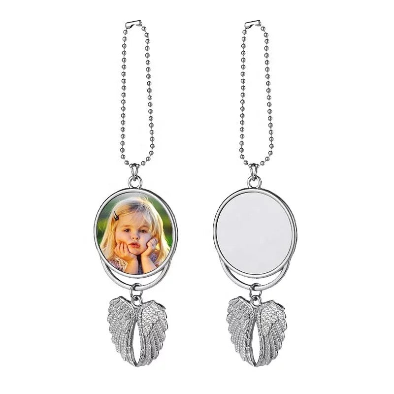 Encanto del espejo retrovisor del ángel | Sublimación en blanco