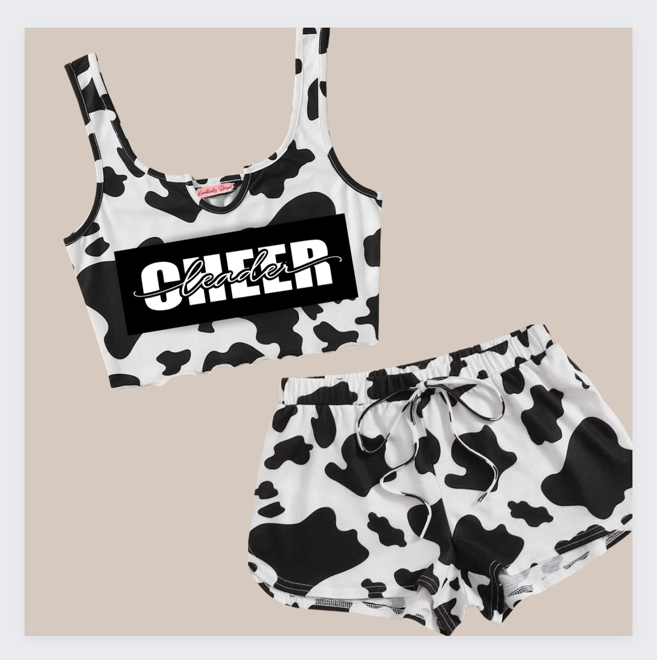 Cow Print Cheer Leader Pajama Set  (adults)